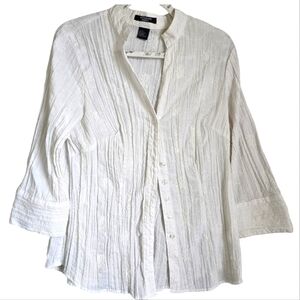 Autograph Embroidered floral blouse white plus  size X light airy beachy